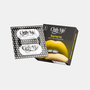 Only Me Banana Dotted Condoms (Pack of 3) – Premium Latex | Flavoured | Extra Dots for Maximum Pleasure