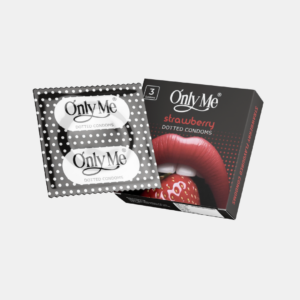 Only Me Strawberry Dotted Condoms – Pack of 3 | Premium Latex, Extra Dots for Maximum Pleasure | Flavoured Condoms